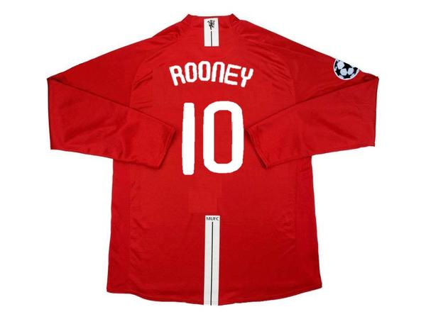 Wayne Rooney Trikot 2007/08 Manchester United #10 Langarm Rot Rückansicht