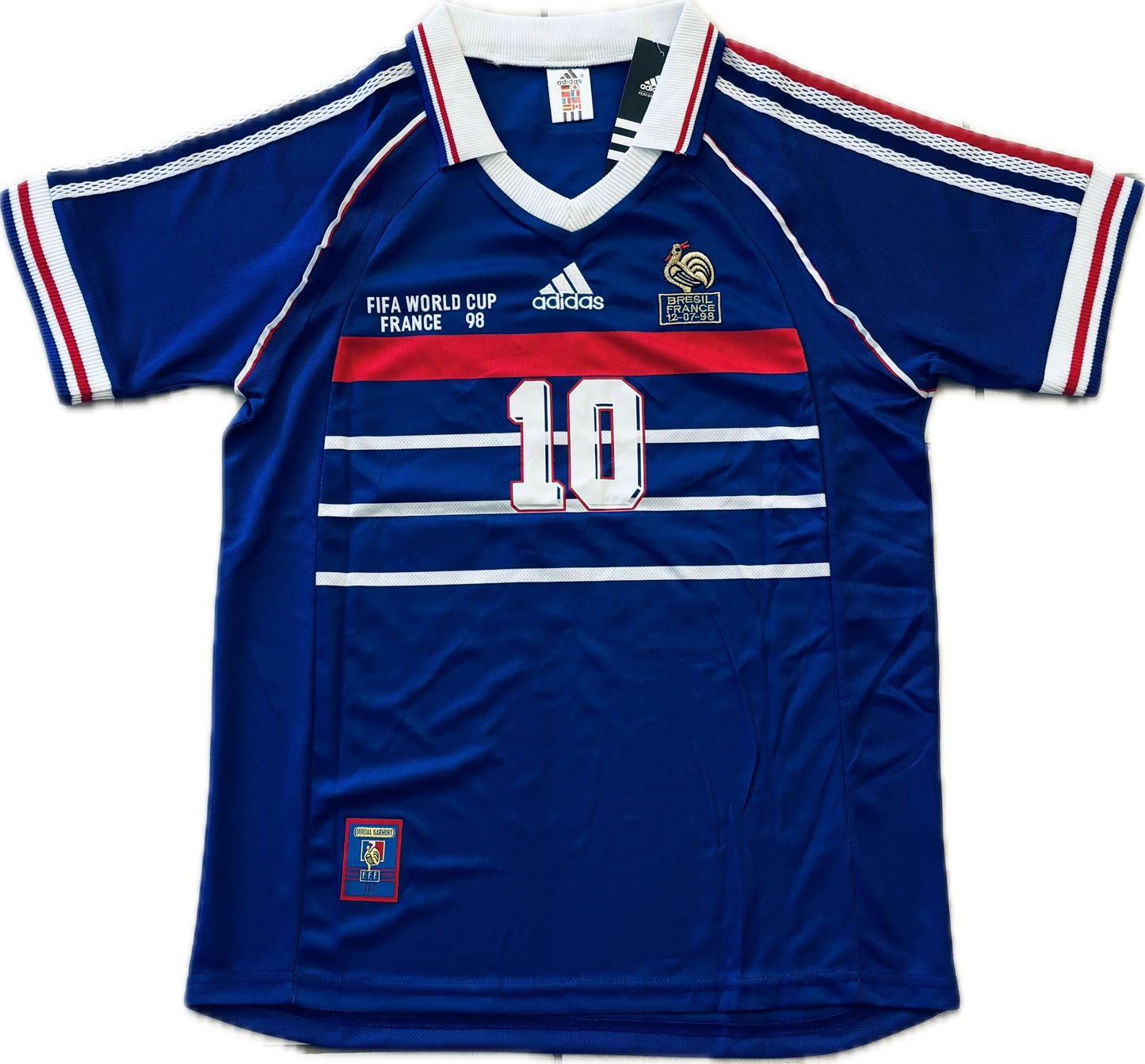 Frankreich 1998 Zinedine Zidane Auswärtstrikot – Kurzarm – Weltmeisterschafts-Version