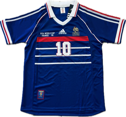 Frankreich 1998 Zinedine Zidane Auswärtstrikot – Kurzarm – Weltmeisterschafts-Version