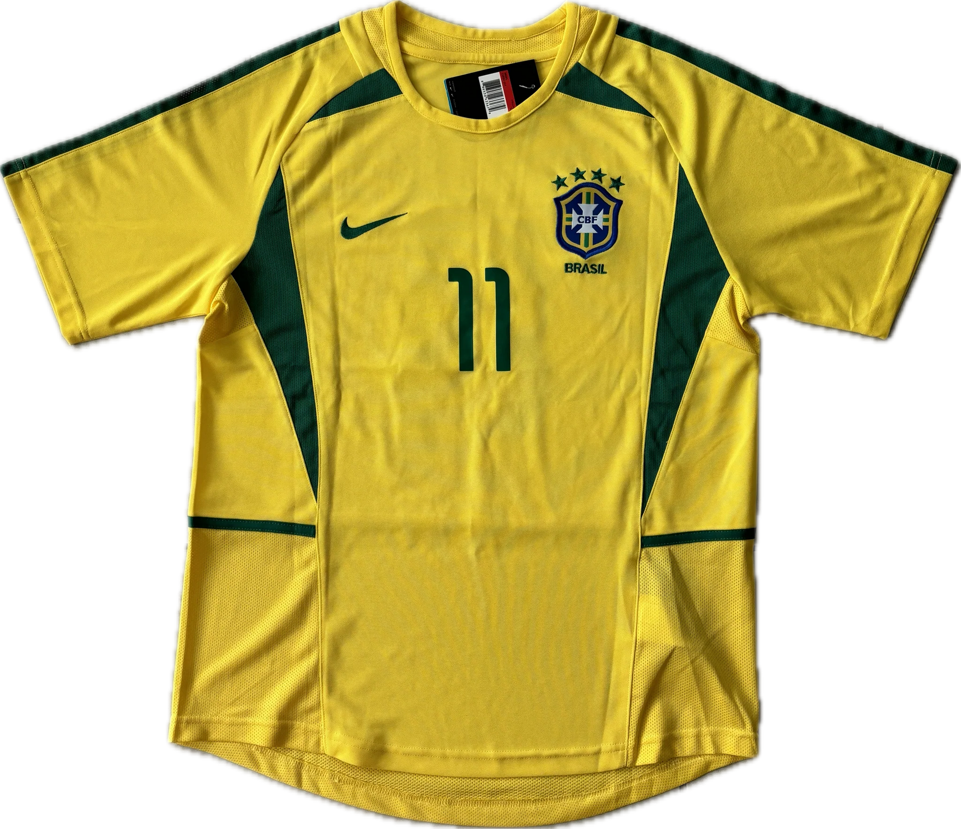 rasilien 2002 Heimtrikot – RONALDINHO 10 – Gelb mit grünen Details (Retro)