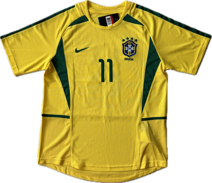 rasilien 2002 Heimtrikot – RONALDINHO 10 – Gelb mit grünen Details (Retro)