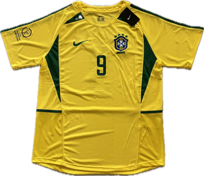Brasilien 2002 Heimtrikot – RONALDO 9 (R9) – Gelb mit grünen Details – Retro
