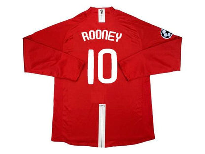 Wayne Rooney Trikot 2007/08 Manchester United #10 Langarm Rot Rückansicht