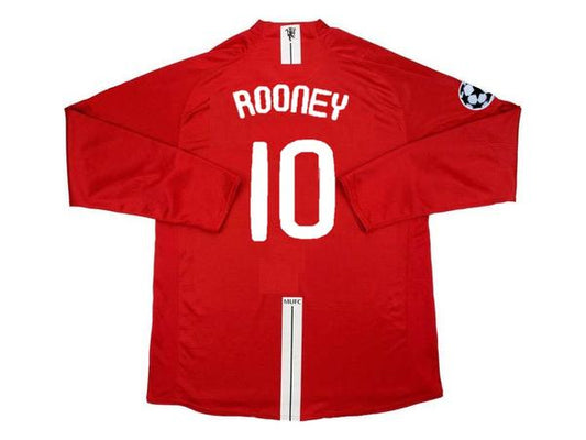 Wayne Rooney Trikot 2007/08 Manchester United #10 Langarm Rot Rückansicht